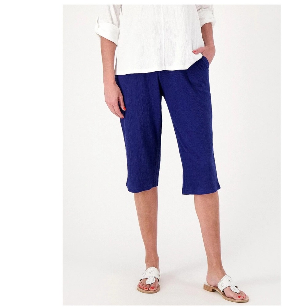 Belle by Kim Gravel Petite Ponte Skimmer Pants Nautical Navy Blue 32 A305427
